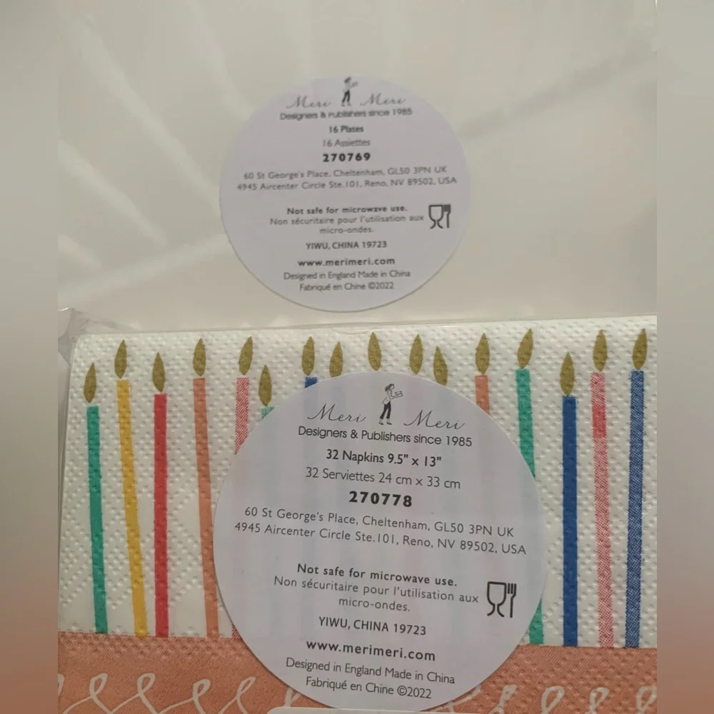 Meri Meri Birthday Cake Plates & Napkins